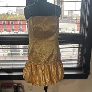 Elegant Gold Satin Prom Dress